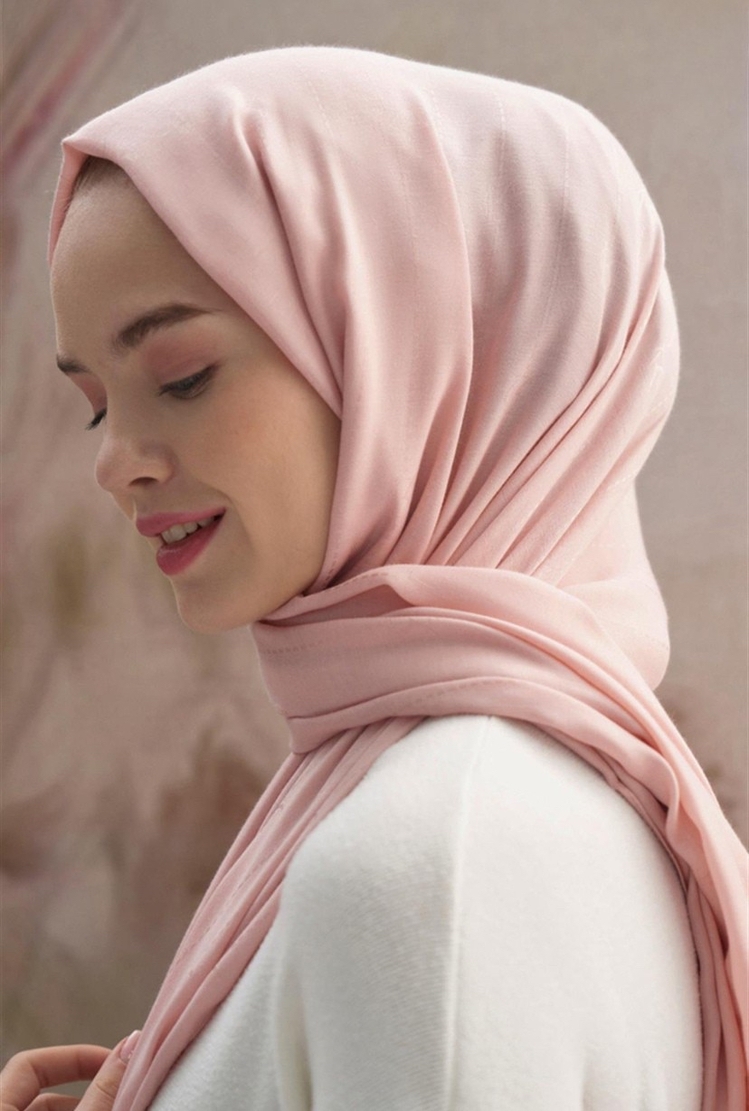 Monogram Jakar İtalyan İpekli Şal - Pudra 