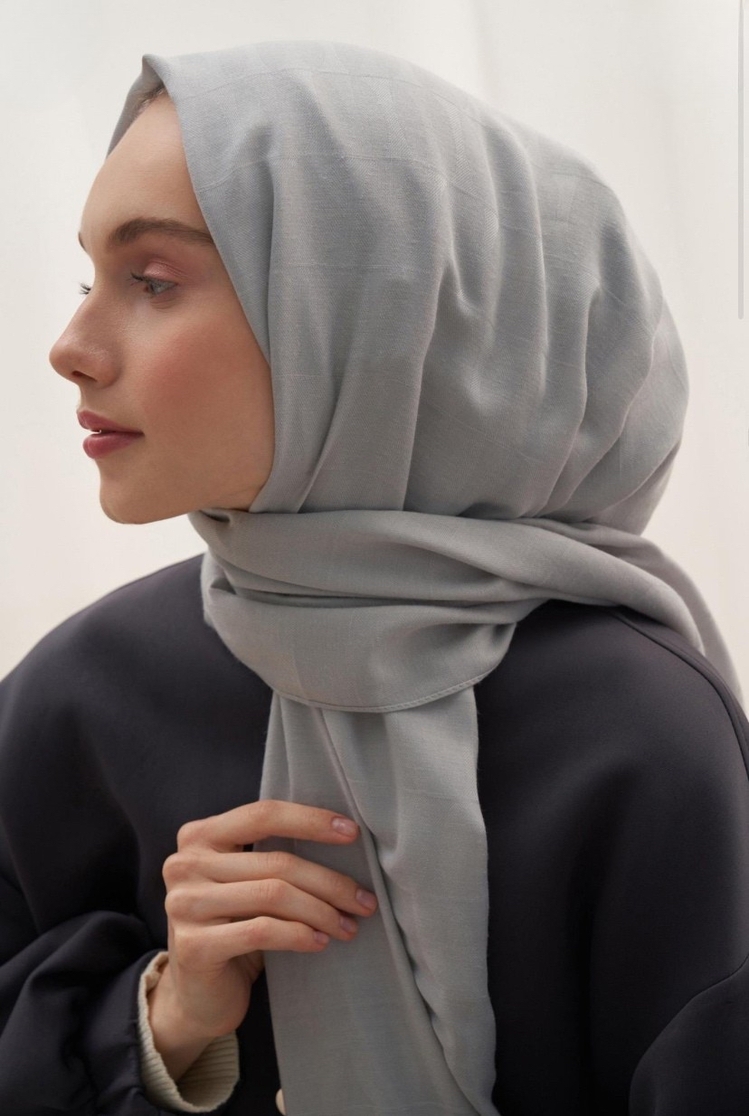 Vence Çift Taraflı Mio Desen İpek Şal - Light Grey 