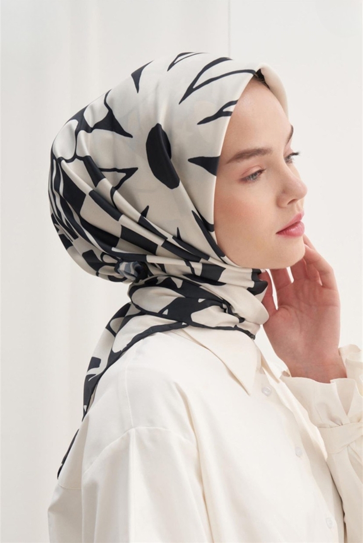 Twill Dokuma Pamuk İpek Moni Desen - Siyah 