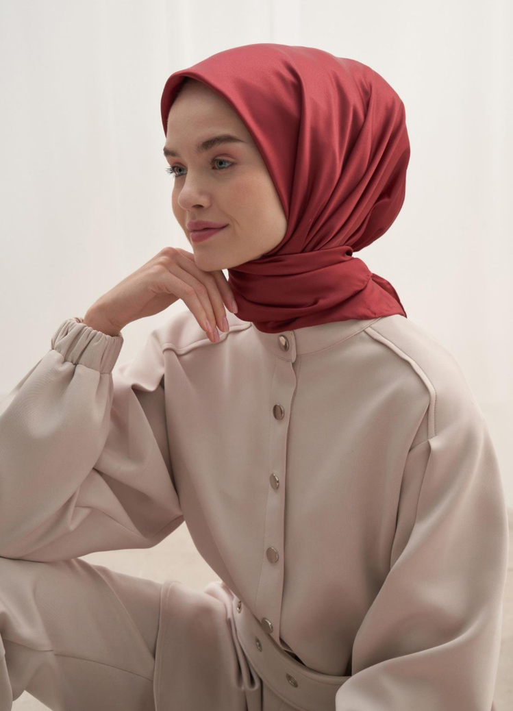Twill Dokuma Pamuk İpek Eşarp - Bordo 