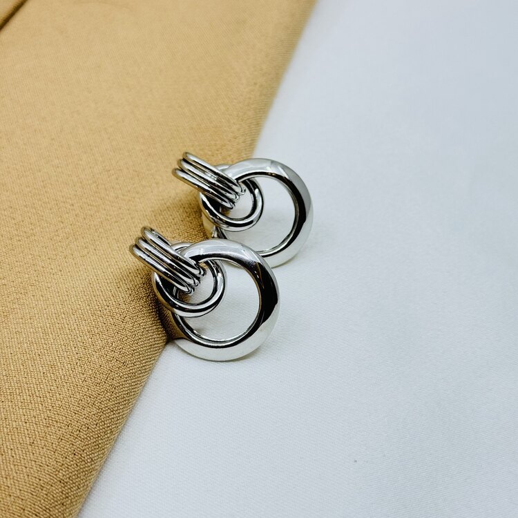 Üçlü tasarım halka küpe silver