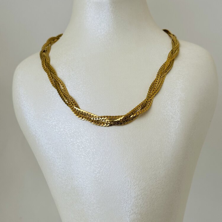 Gold/silver örgü model kolye