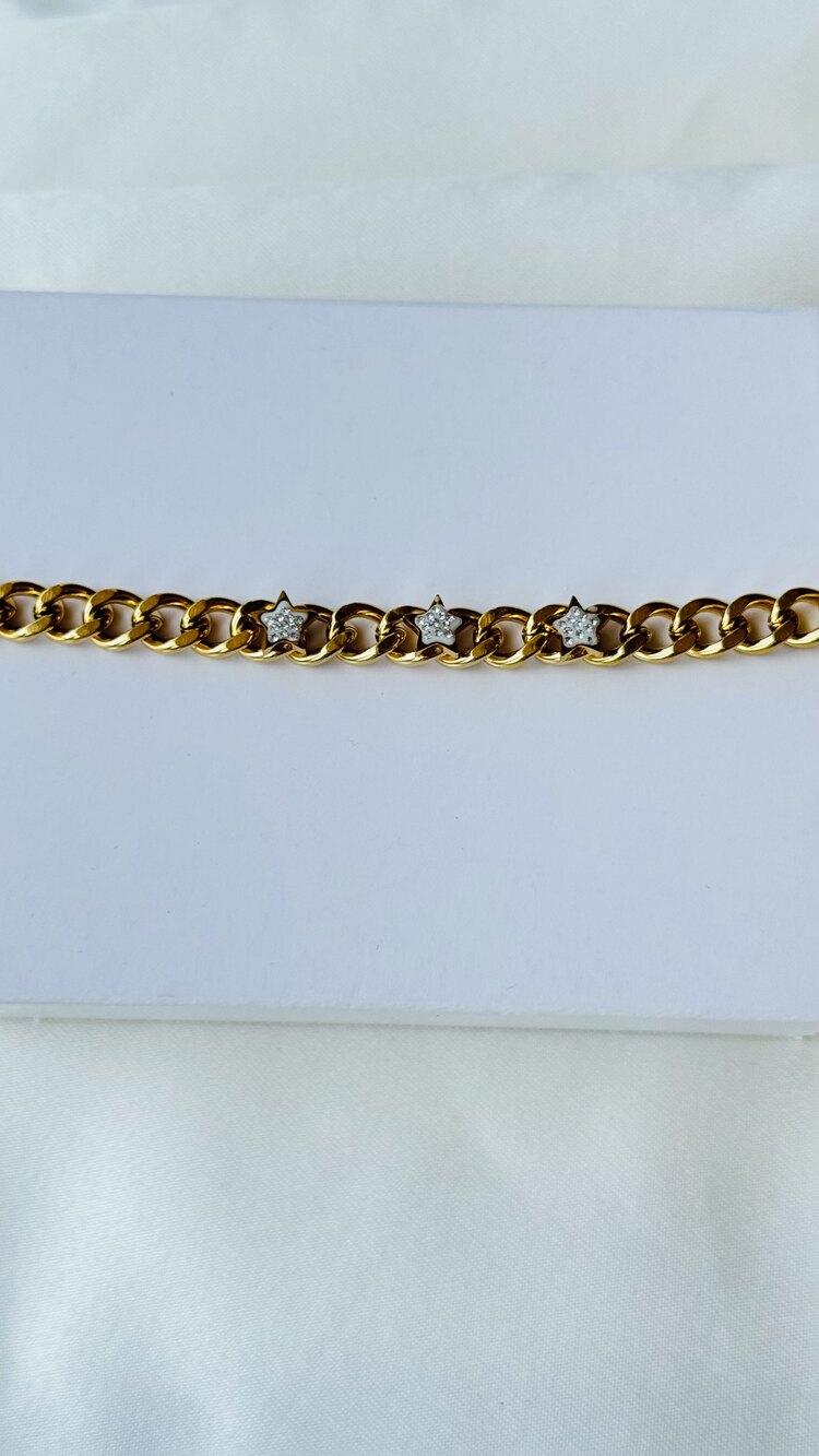 Yıldızlı Çelik Zincir Bileklik
