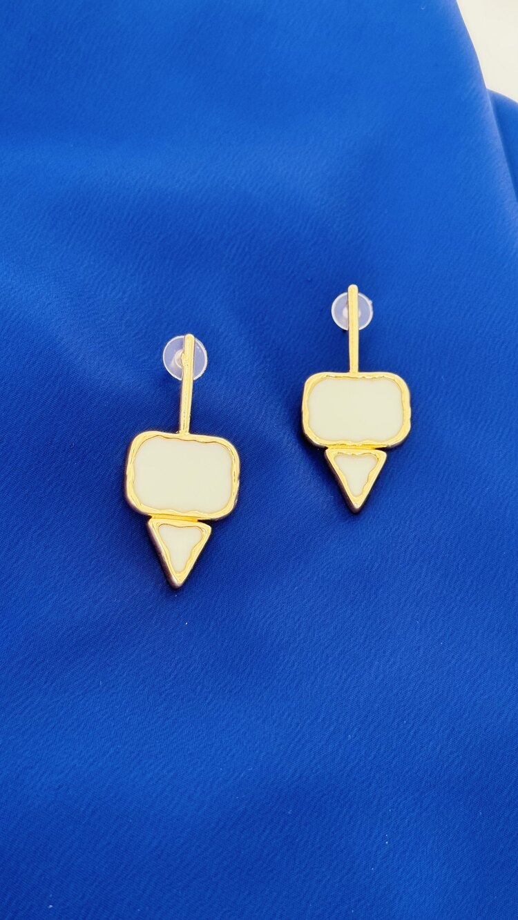 Renkli Geometrik Desen Küpe