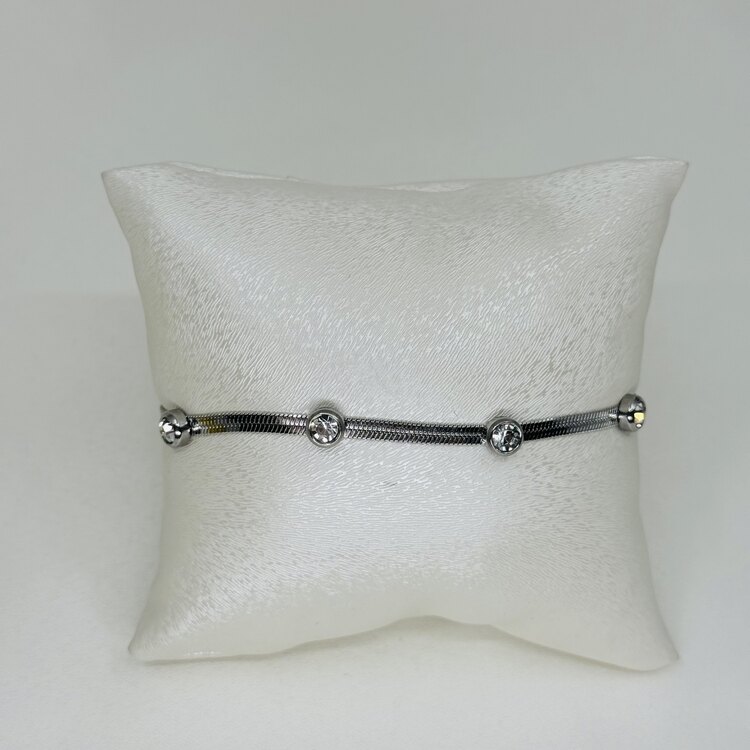 Taşlı çelik silver bileklik