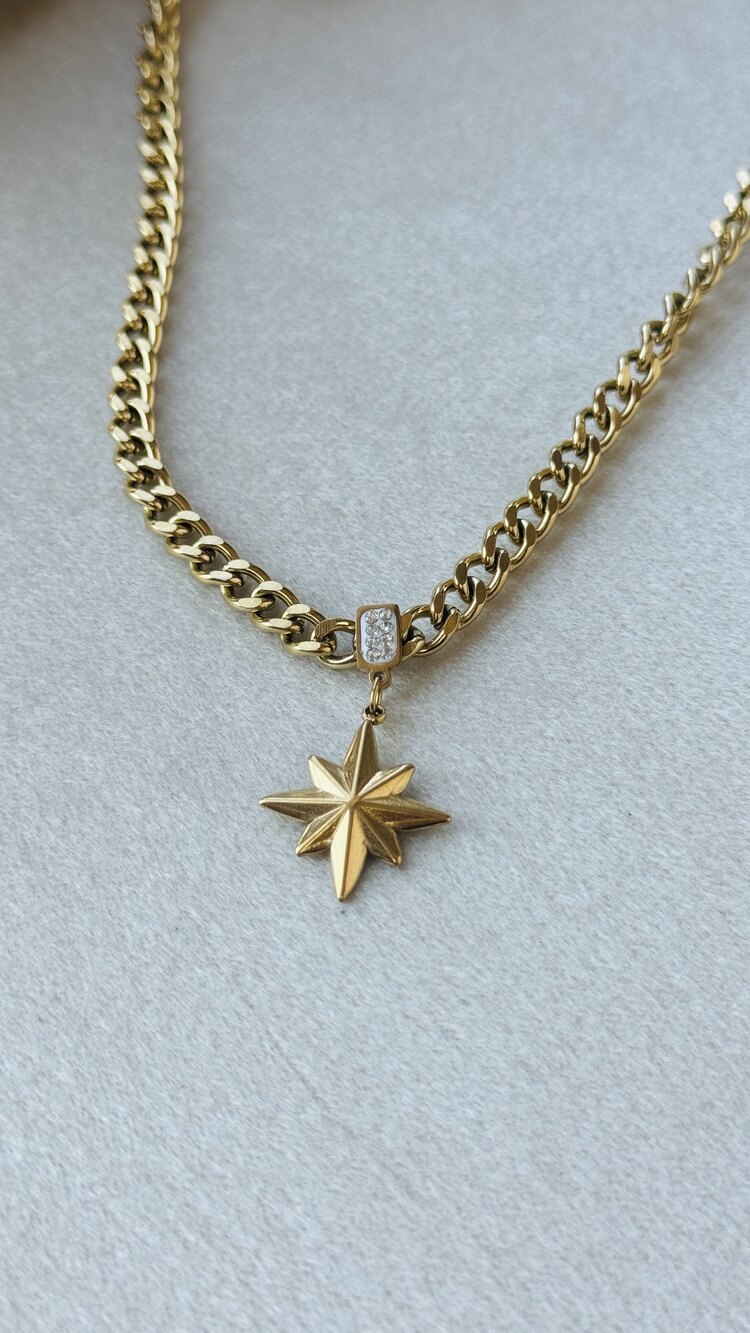 Zirkon Taşlı Kutup Yıldızı Kolye
