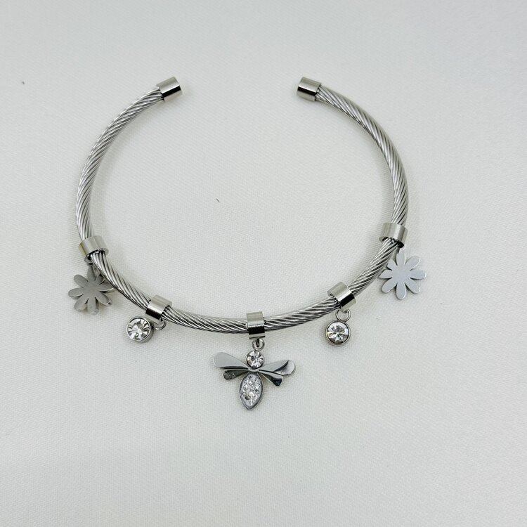 Lüks çelik silver kelepçe