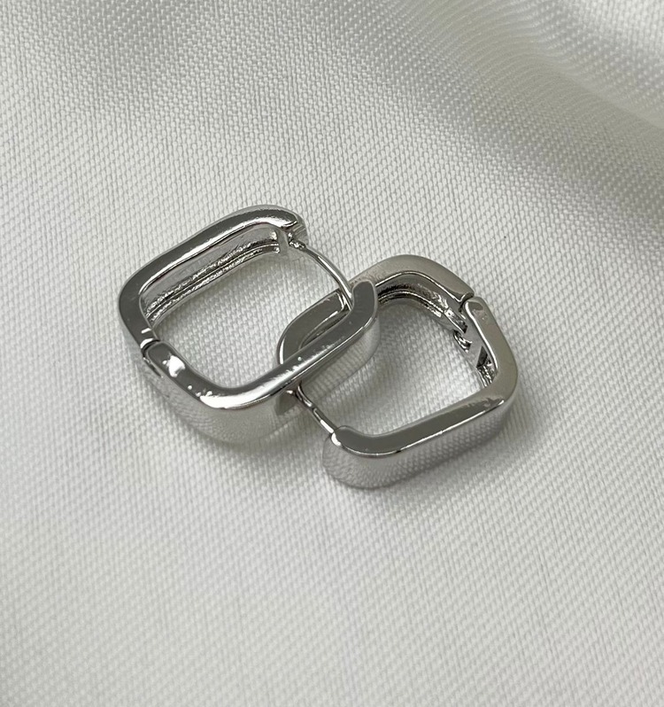 Dikdörtgen Silver Küpe