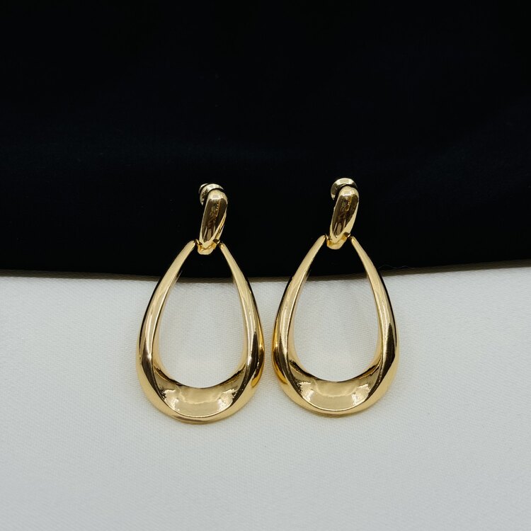 Oval halka gold küpe