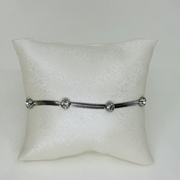 Taşlı çelik silver bileklik
