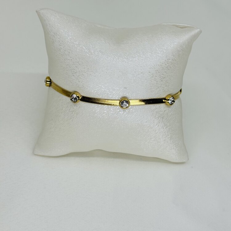 Taşlı gold çelik bileklik