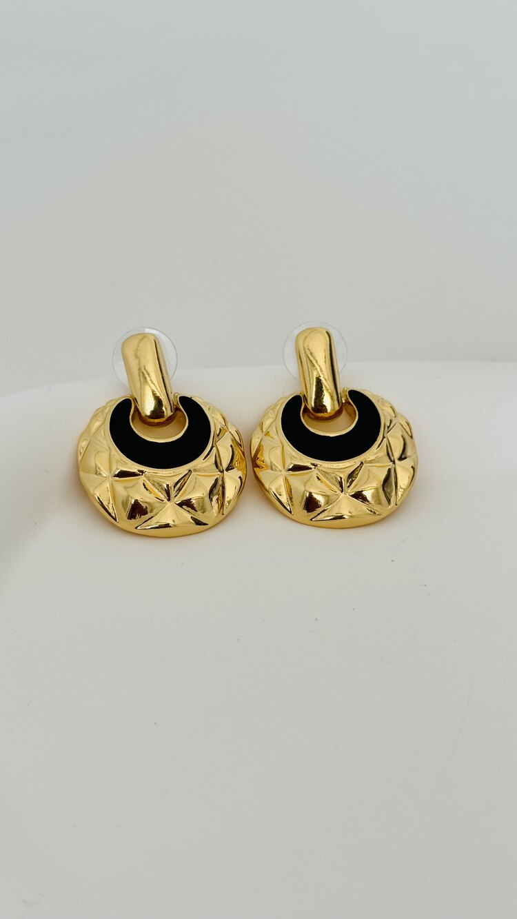 Gold siyah mineli küpe