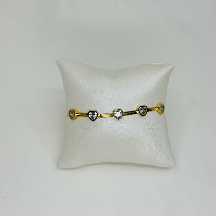Misha zirkon taşlı gold kalp bileklik