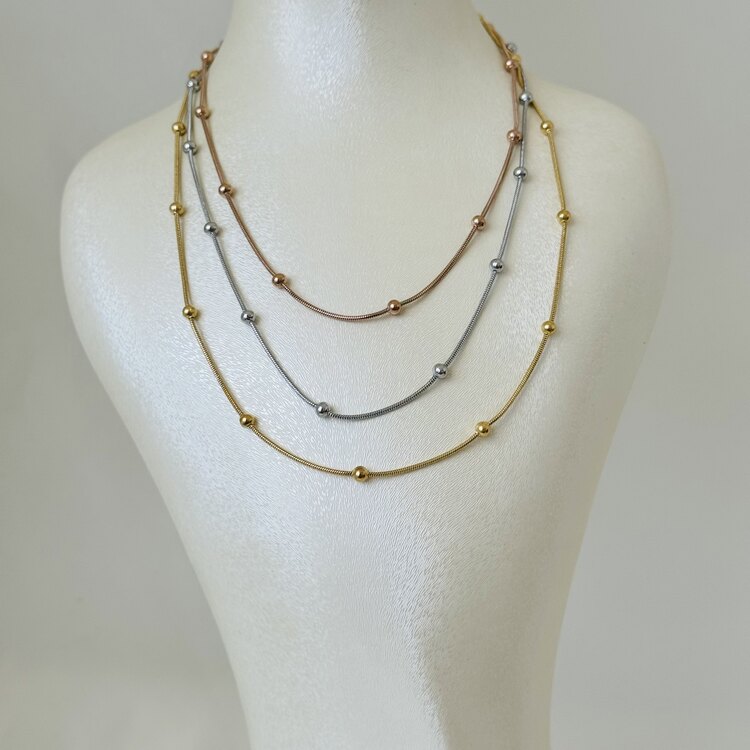3’lü gol/silver/rosegold kolye