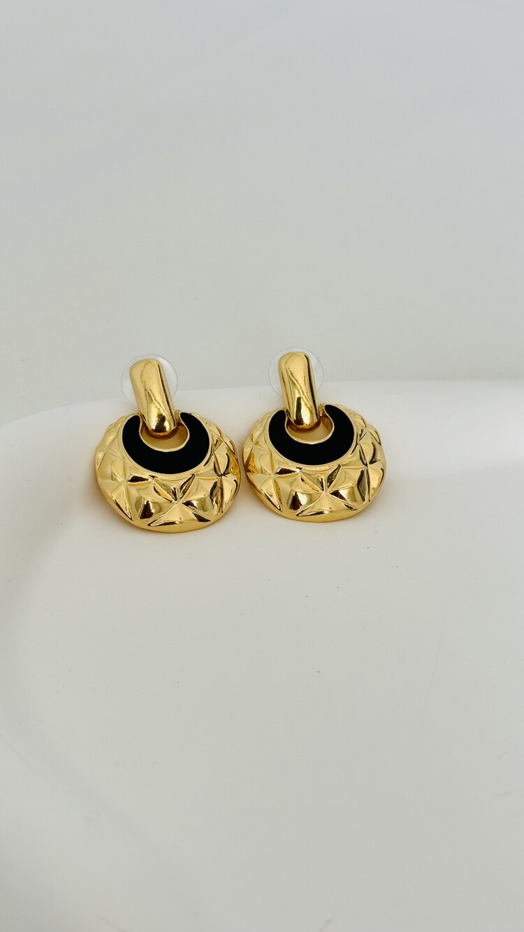 Gold siyah mineli küpe