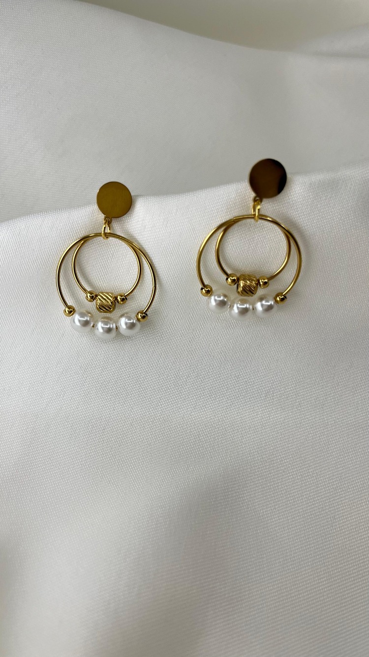 İncili Gold Küpe