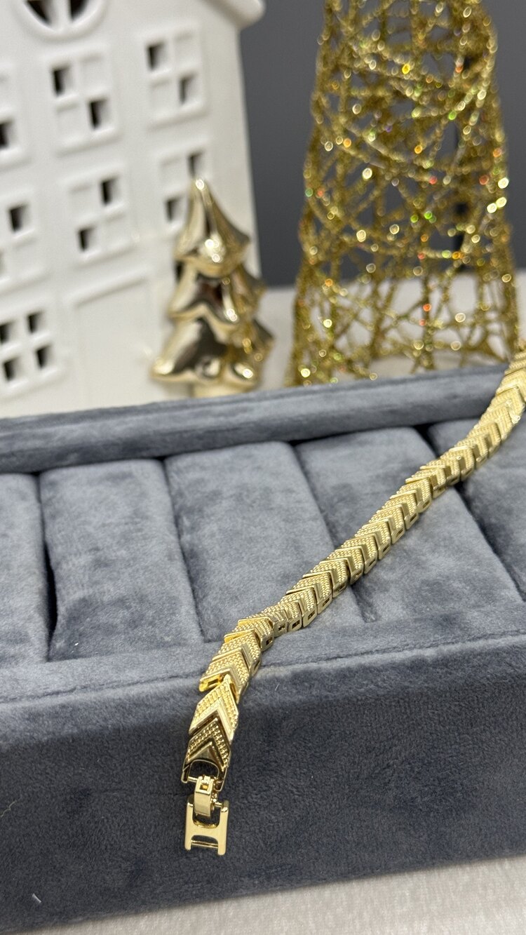 Balık Sırtı Çelik Gold Bileklik