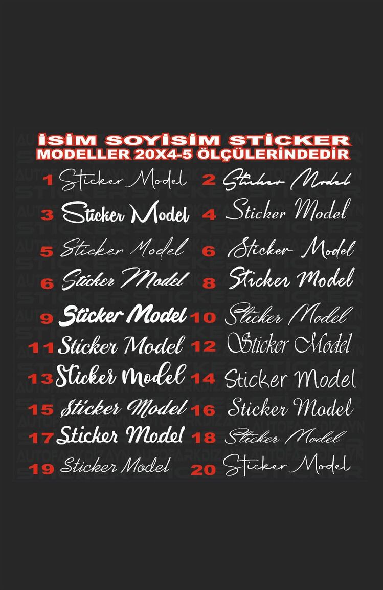 Kişiye Özel İsim Soy İsim Modelleri 20 cm