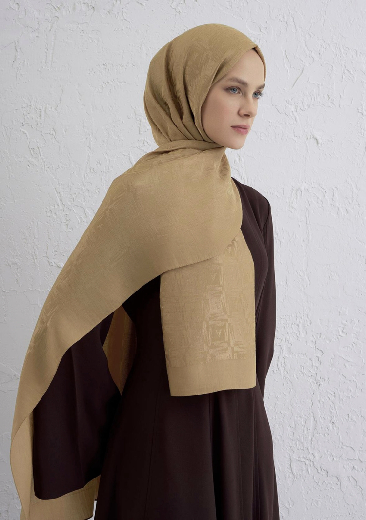 Armine Lyocell Naia Kare Monogram  Şal Camel