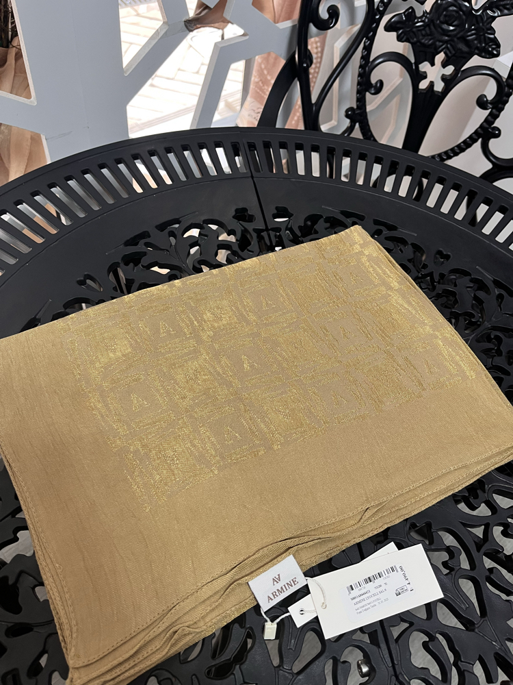 Armine Lyocell Naia Kare Monogram  Şal Camel
