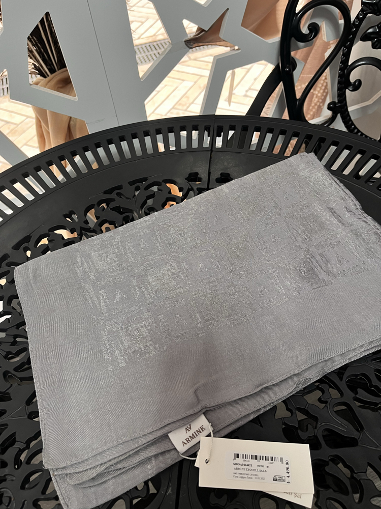 Armine Lyocell Naia Kare Monogram Şal Gri