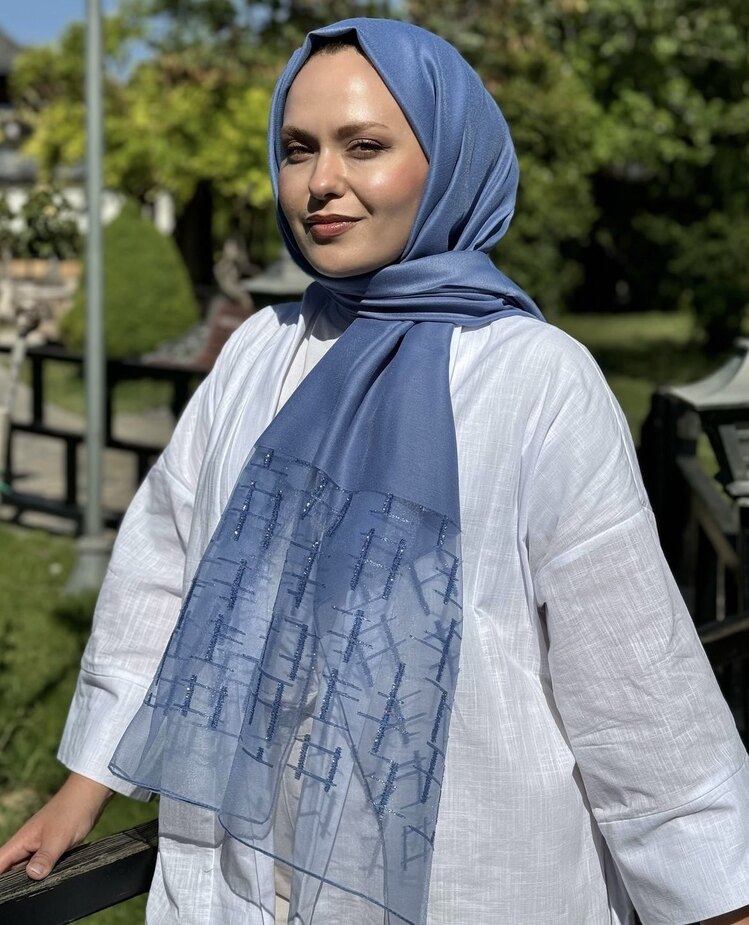 Kesme jakar şal indigo