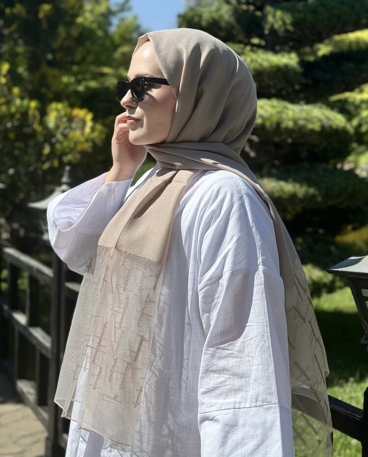 Kesme jakar şal açık vizon