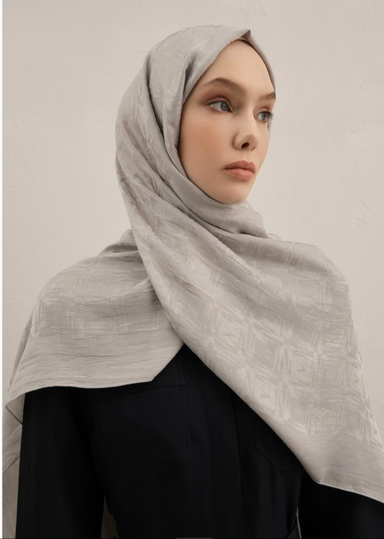 Armine Lyocell Naia Kare Monogram Şal Gri
