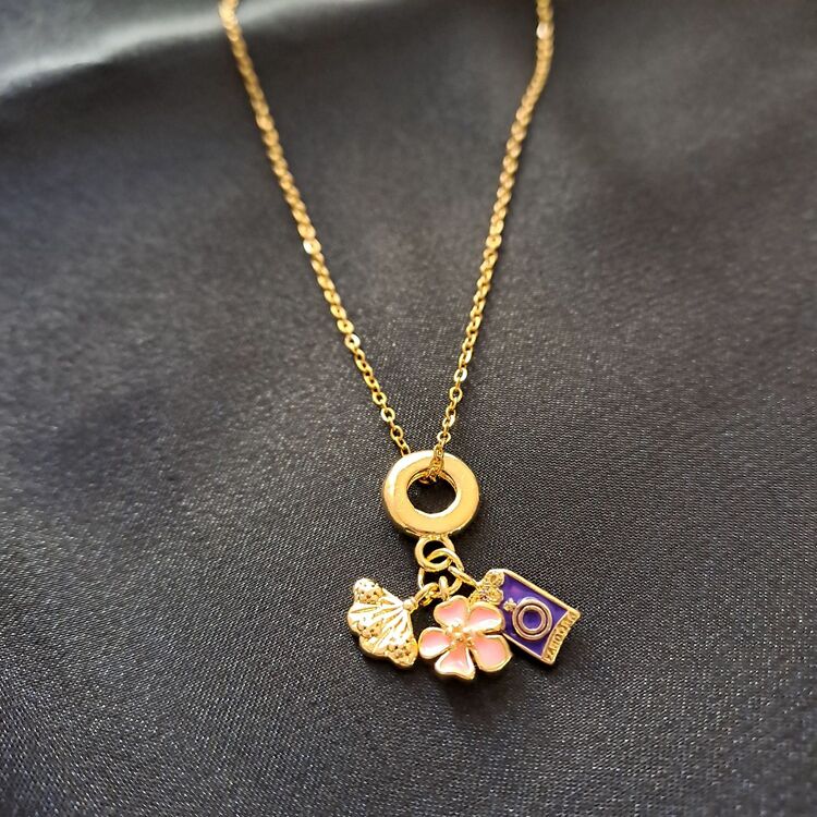 Charm Detaylı Çelik Kolye 