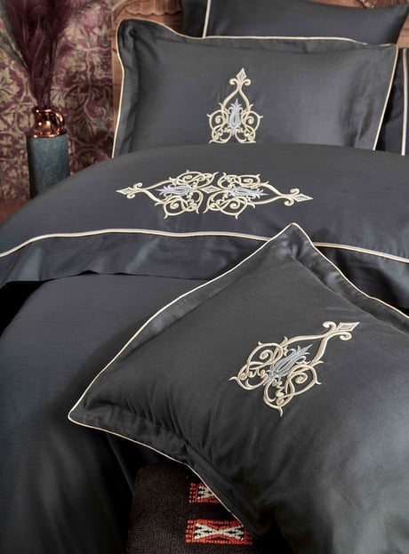 Ecocotton Alya Çift Kişilik Nevresim Takımı Antrasit 200*220 cm