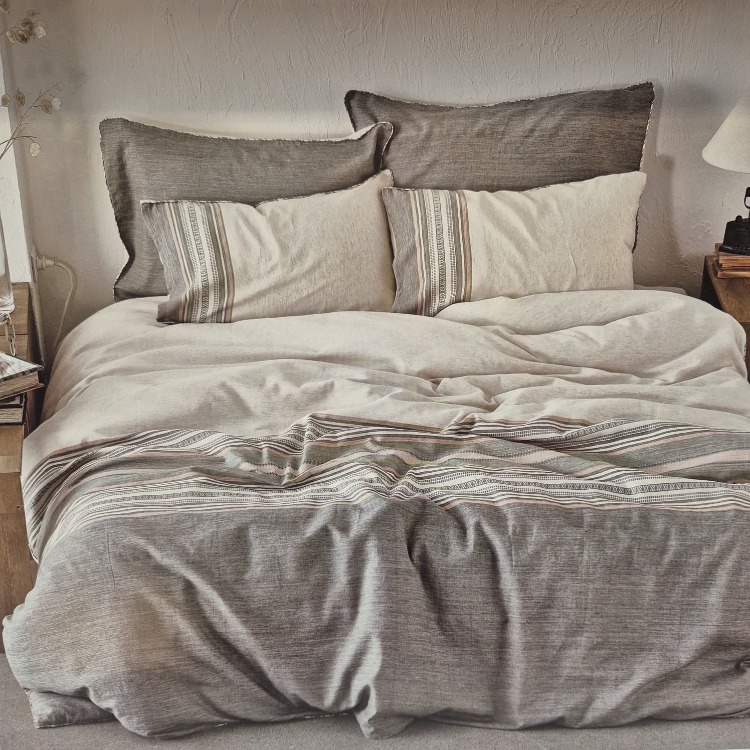 Ecocotton Dila Çift Kişilik Bej-Yeşil Nevresim Takımı