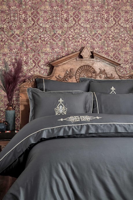 Ecocotton Alya Çift Kişilik Nevresim Takımı Antrasit 200*220 cm