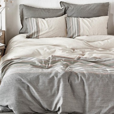 Ecocotton Dila Çift Kişilik Bej-Yeşil Nevresim Takımı