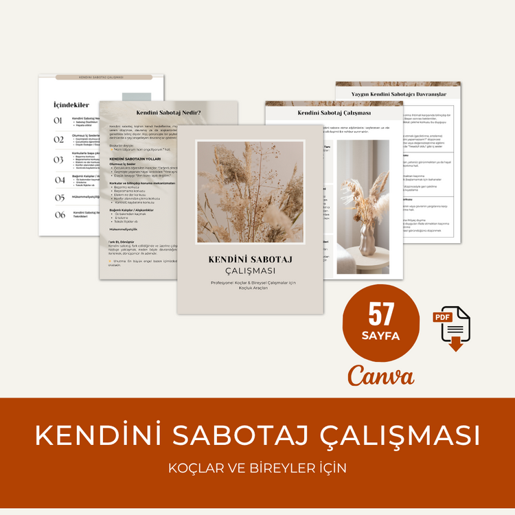 Kendini Sabotaj Çalışması ( Canva Şablonu + PDF)