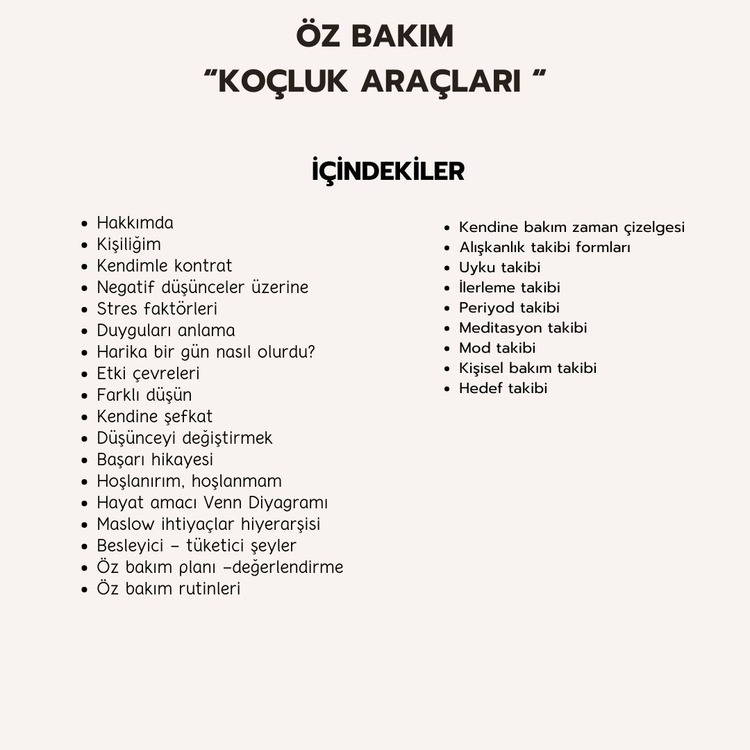 Öz Bakım Koçluk Araçları
