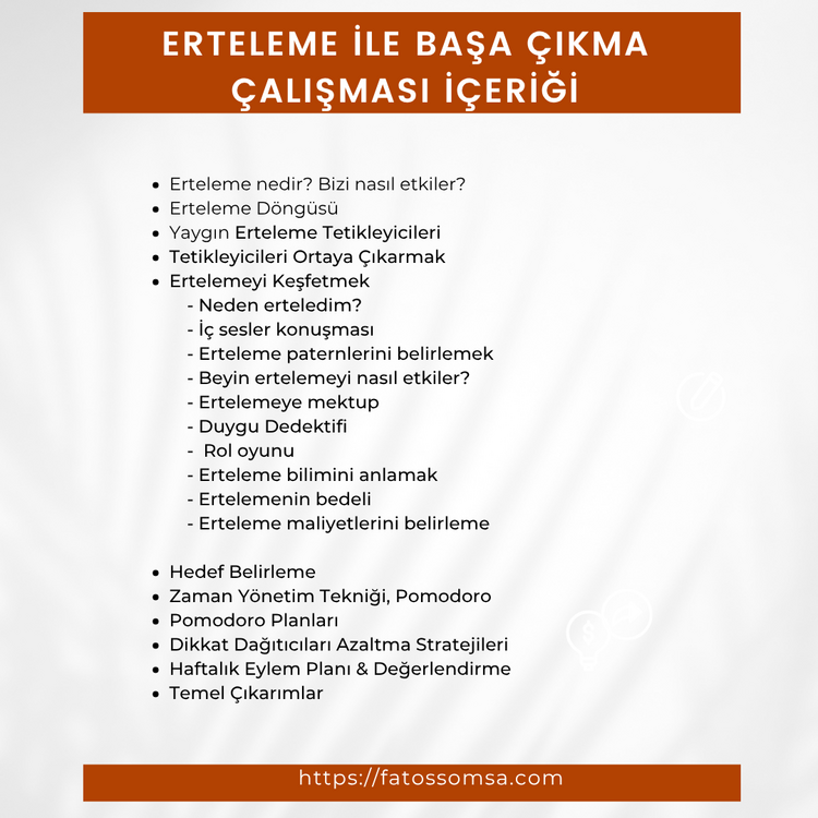 Erteleme ile Başa Çıkma Çalışması ( Canva Şablonu + PDF)
