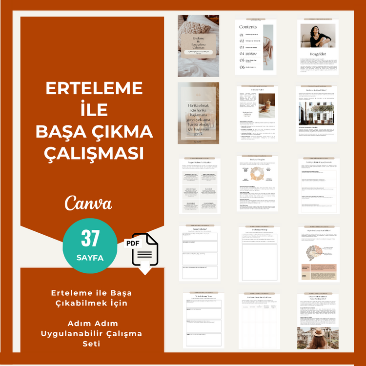 Erteleme ile Başa Çıkma Çalışması ( Canva Şablonu + PDF)