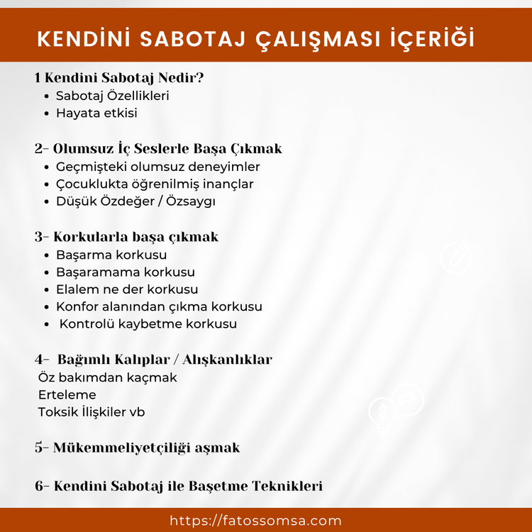 Kendini Sabotaj Çalışması ( Canva Şablonu + PDF)