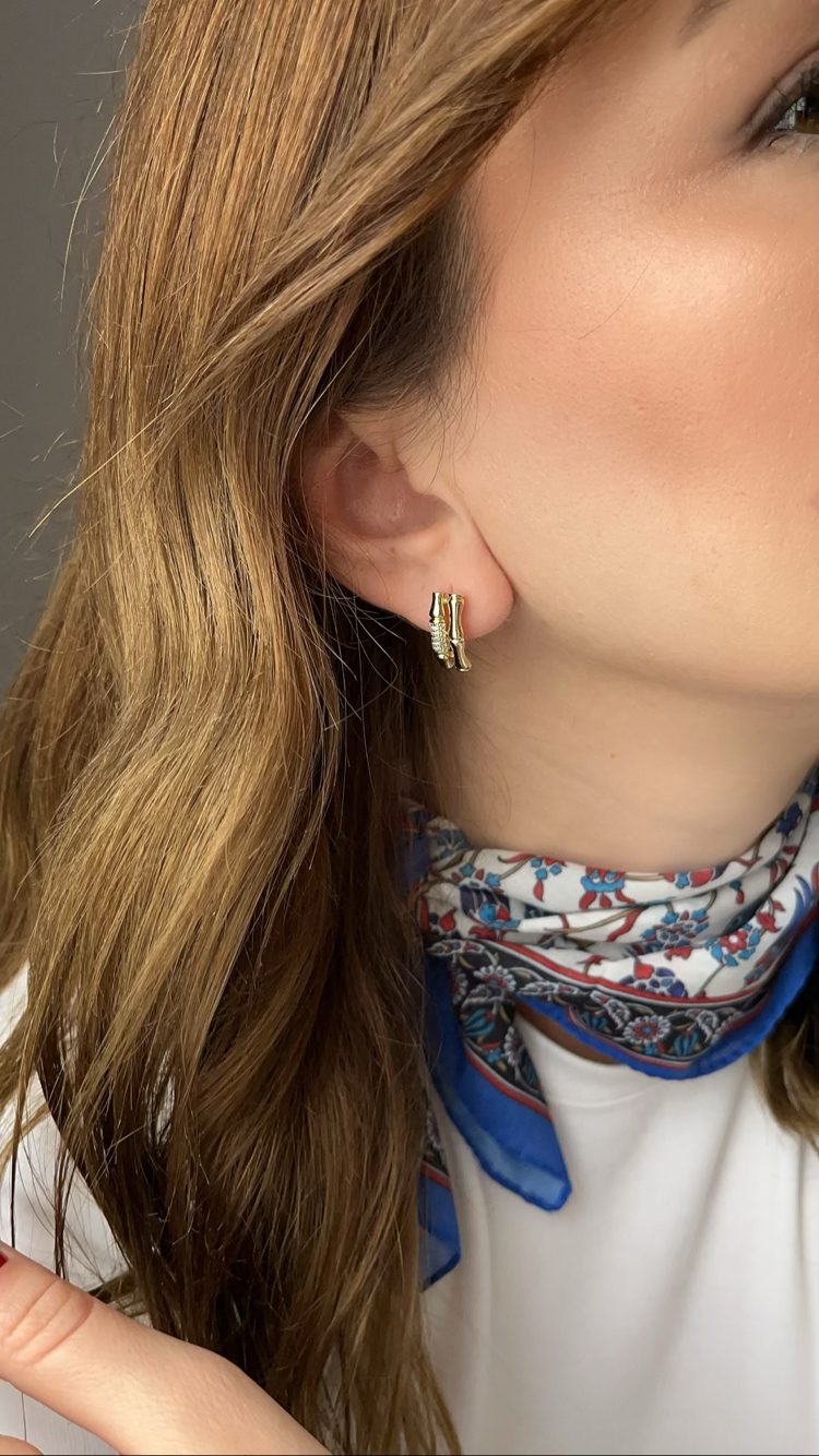 Bambu model 14k gold Xuping küpe