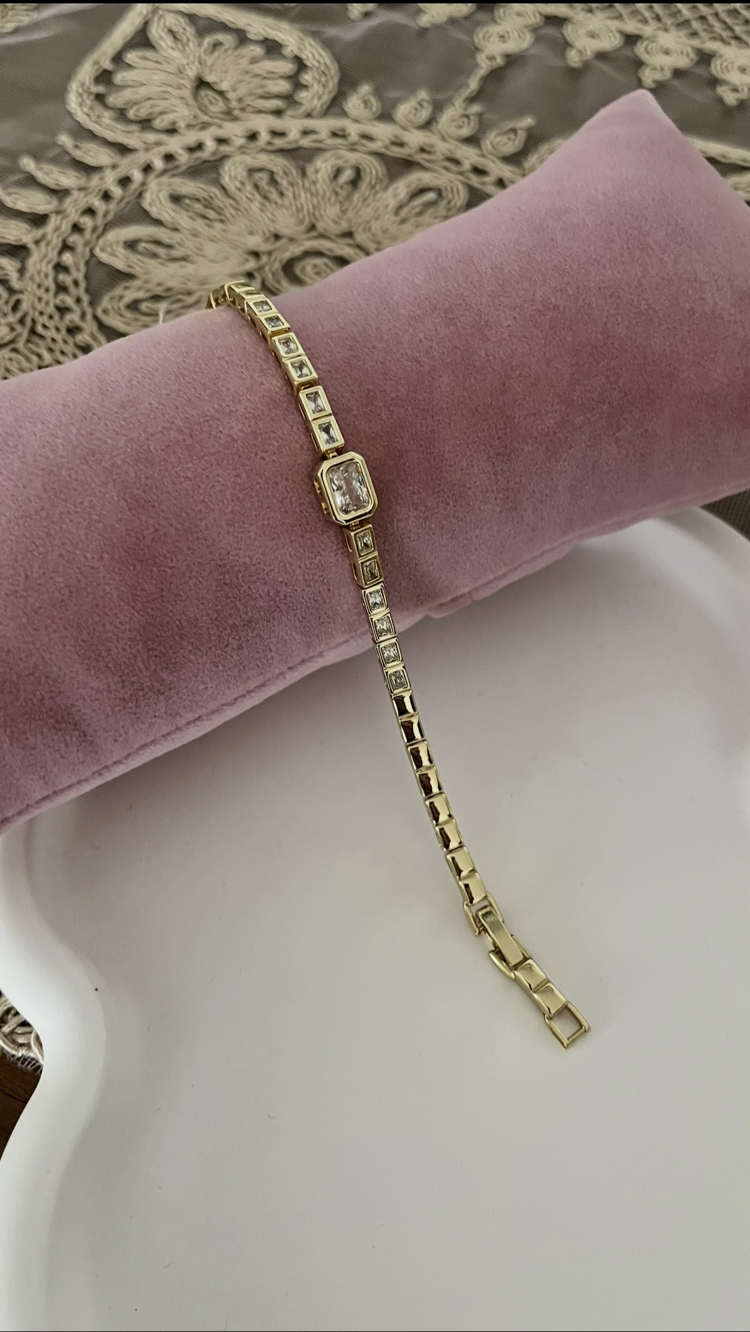 Baget taşlı 14k gold bileklik
