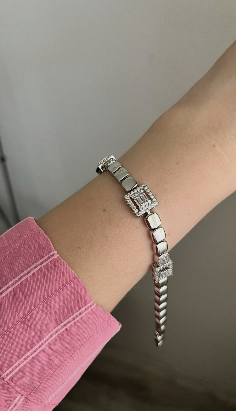Silver baget taşlı bileklik