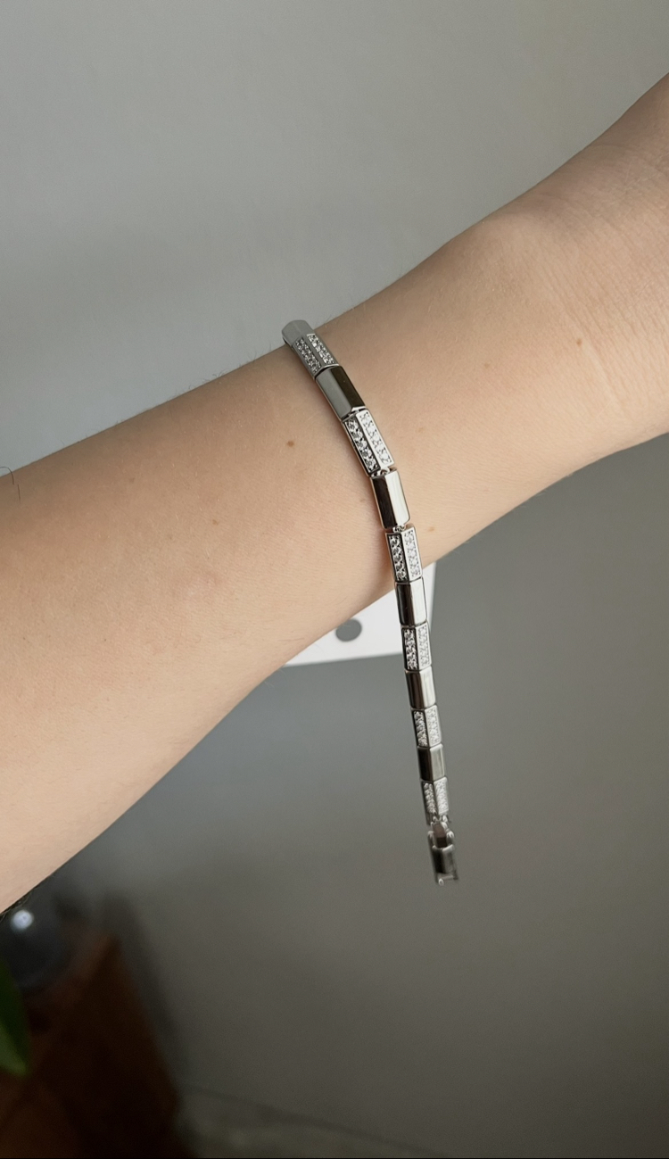 Silver dikdörtgen Zirkon taşlı bileklik