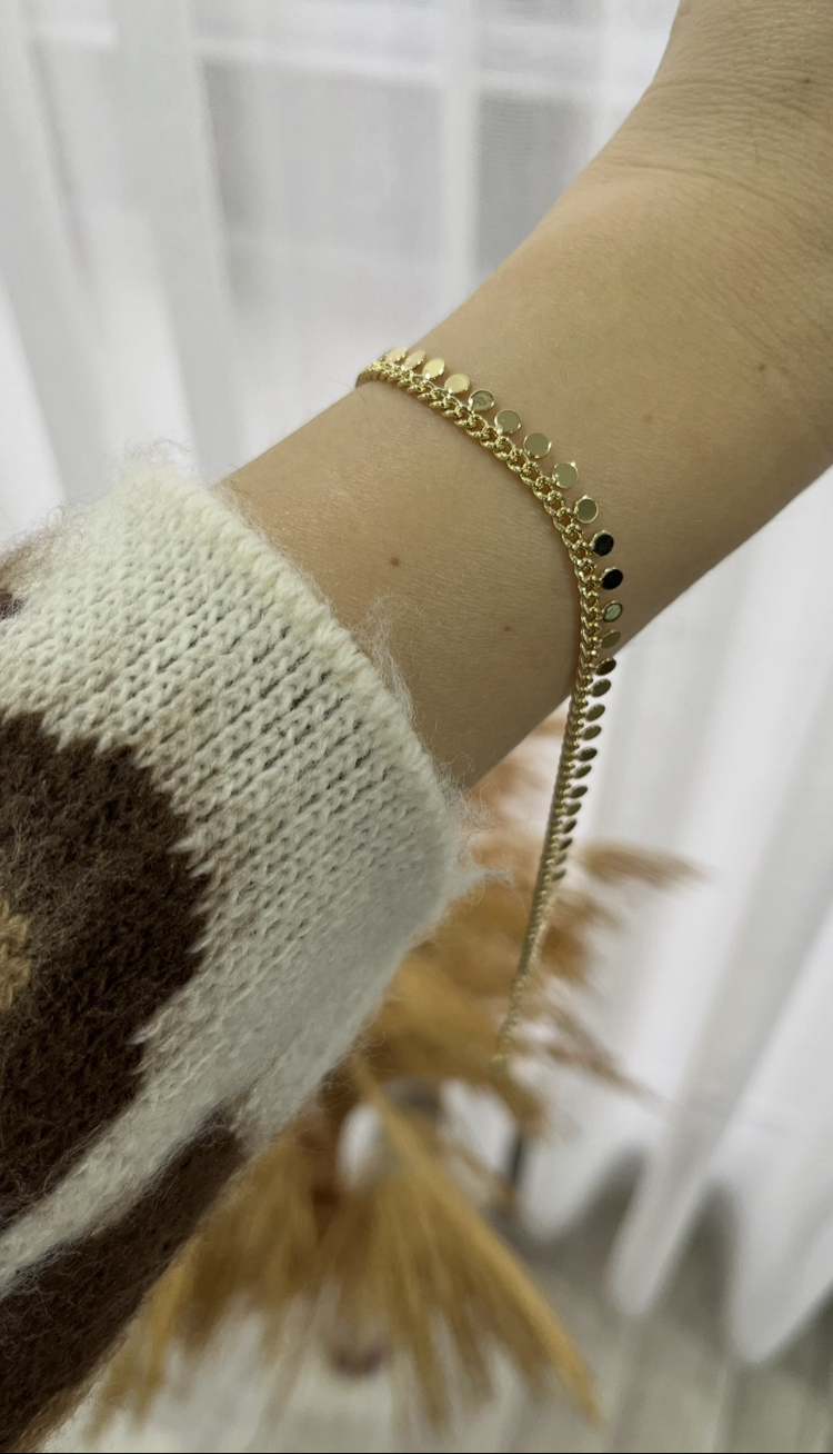 Pul detay 14k gold bileklik