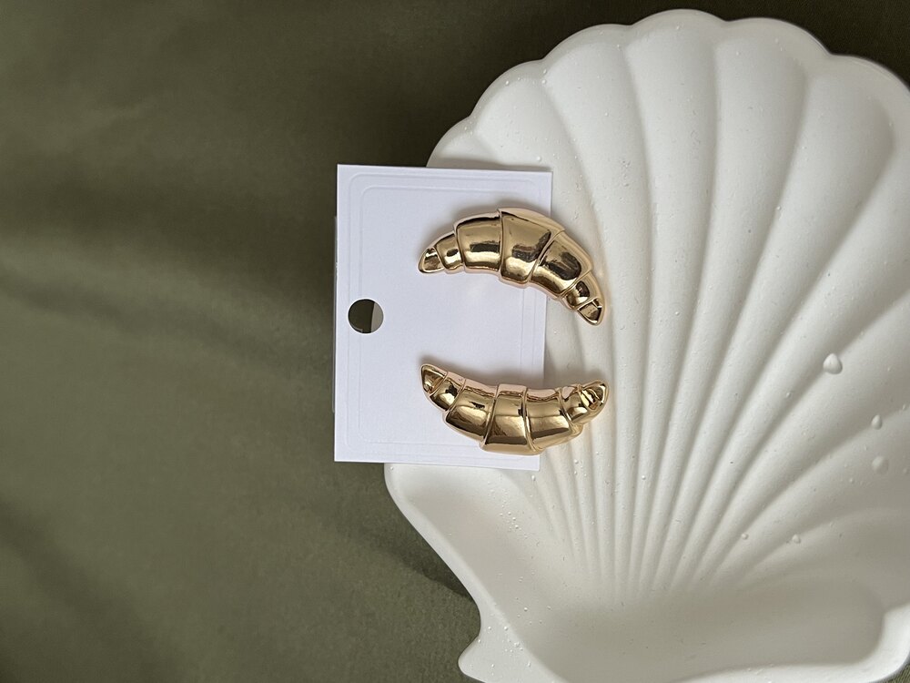 Minik kruvasan gold Küpe