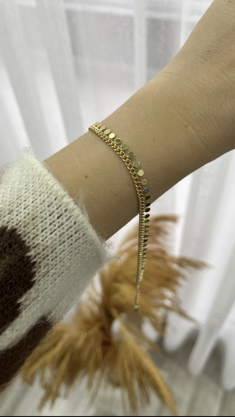 Pul detay 14k gold bileklik