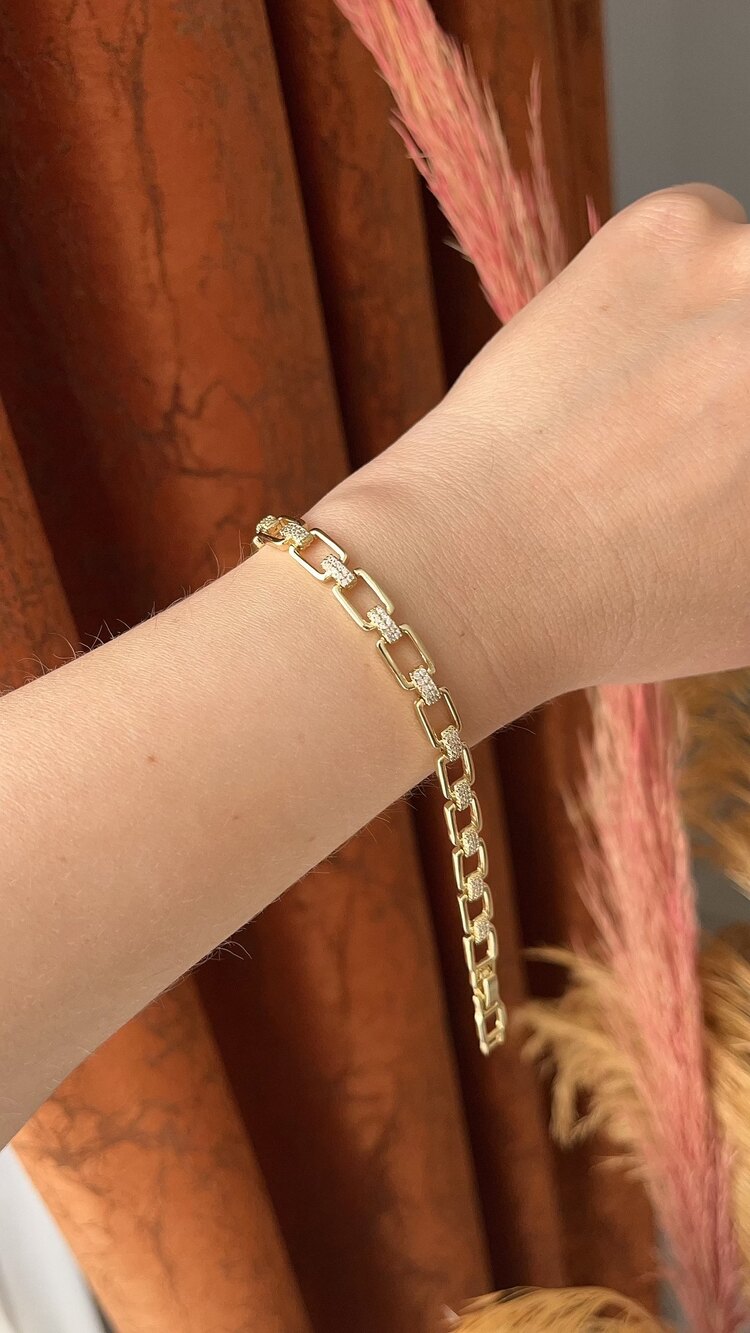 Ataç model Zirkon taşlı bileklik |14k rengi