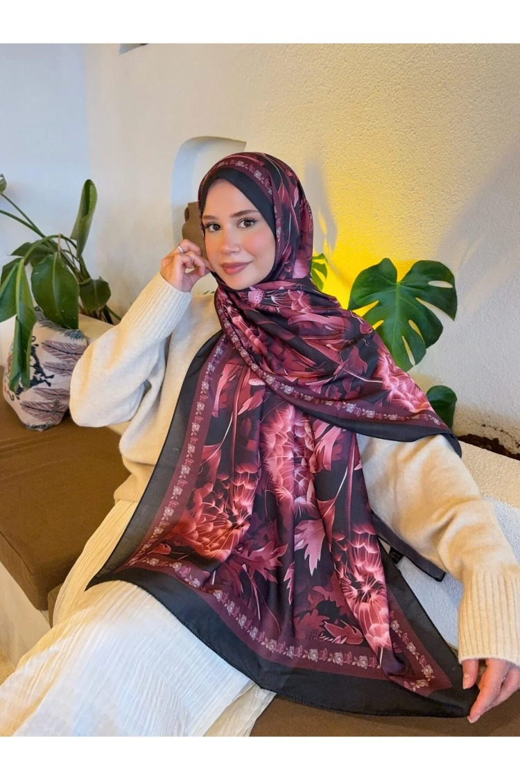 Bordo Siyah Şal