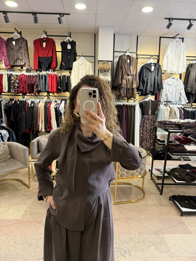 Kahve marka model tencel takım