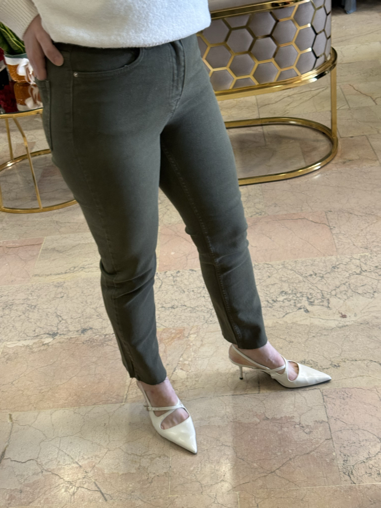 Yeşil kesik paça Jean