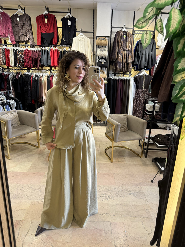  Yeşil Marka model tencel takım 